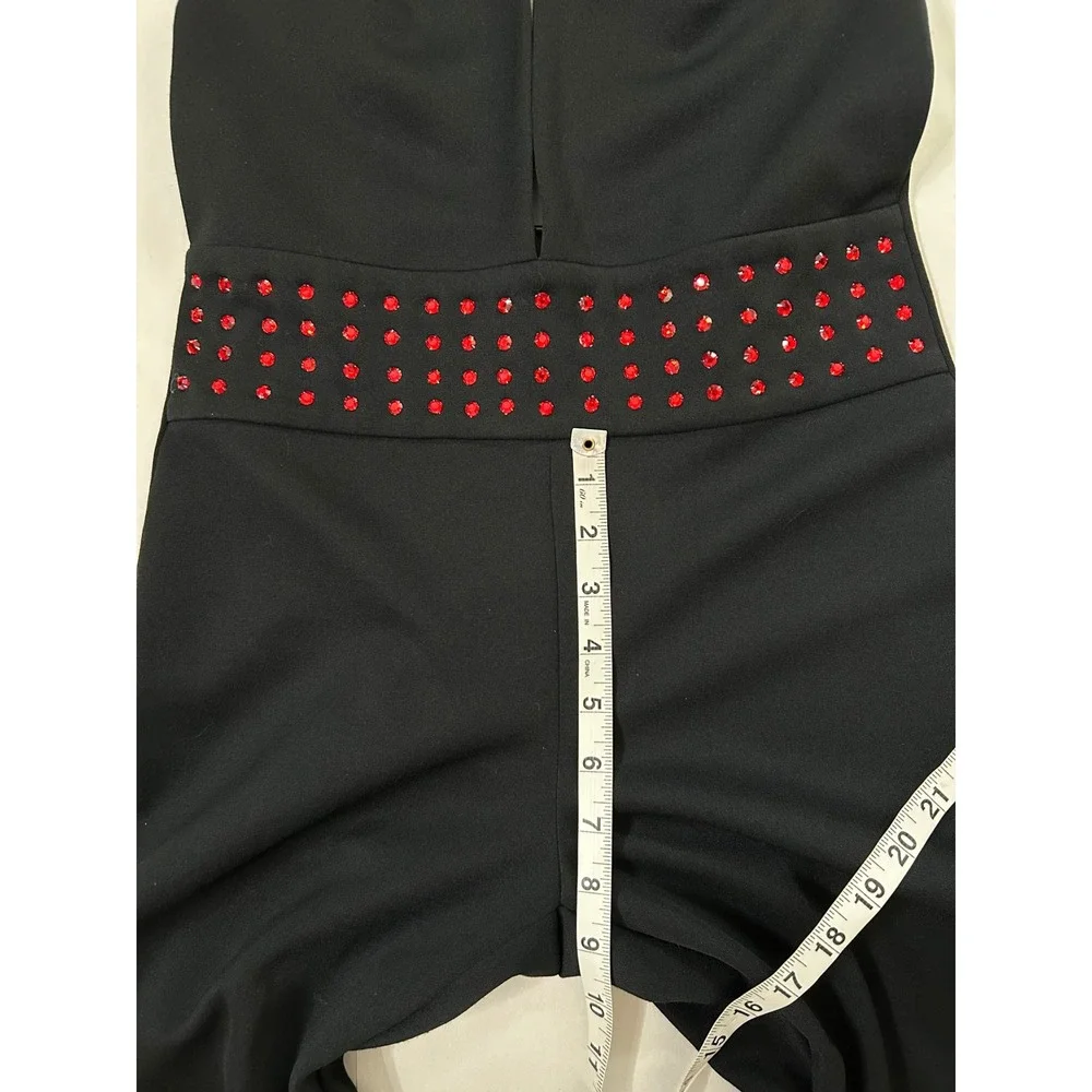 VNTG 90's/00's Fredericks of Hollywood Halter Jumpsuit Red Rhinestones Small
